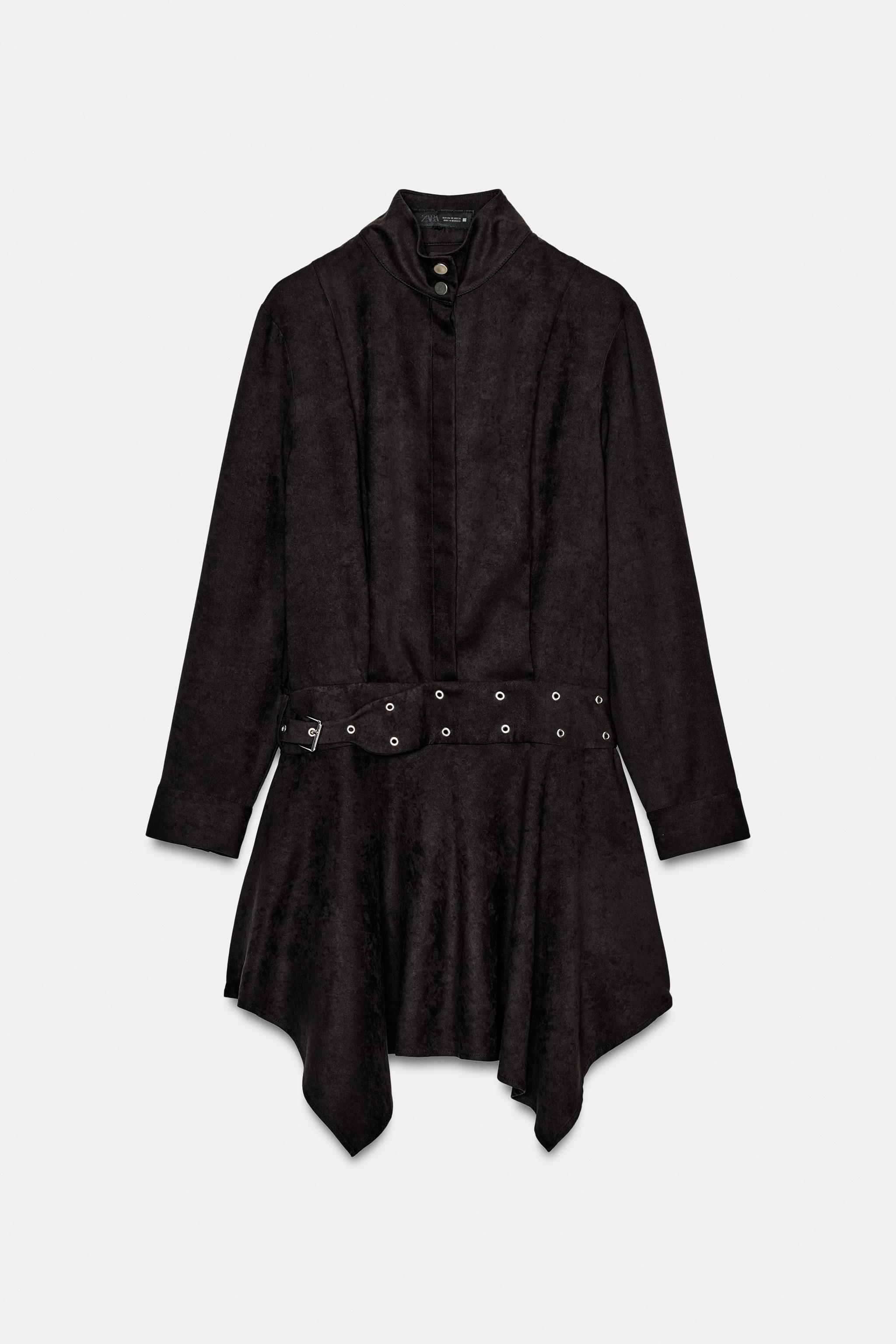 BELTED FAUX SUEDE MINI DRESS